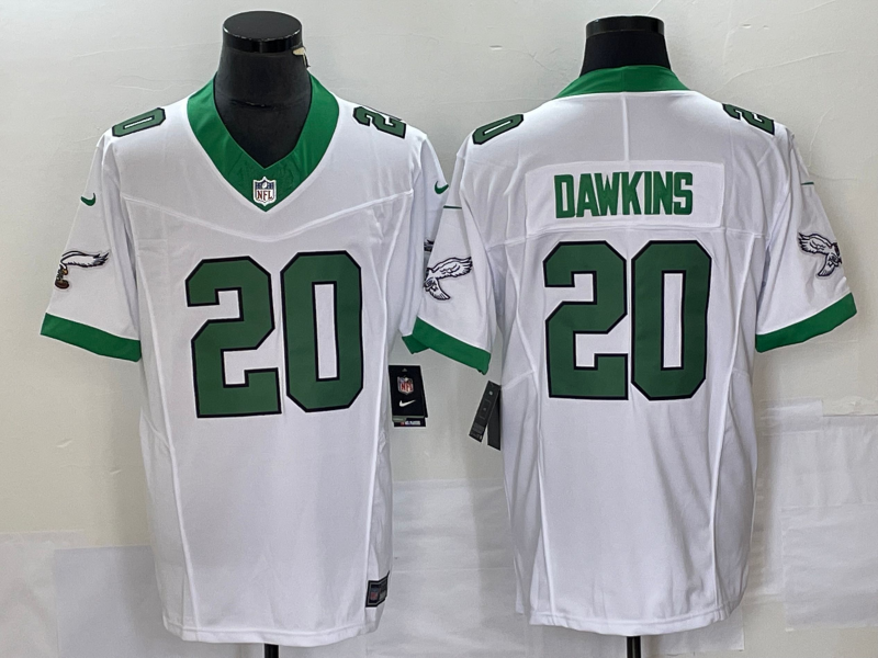 Men's Philadelphia Eagles #20 Brian Dawkins White 2023 F.U.S.E. Vapor Untouchable Stitched Football Jersey